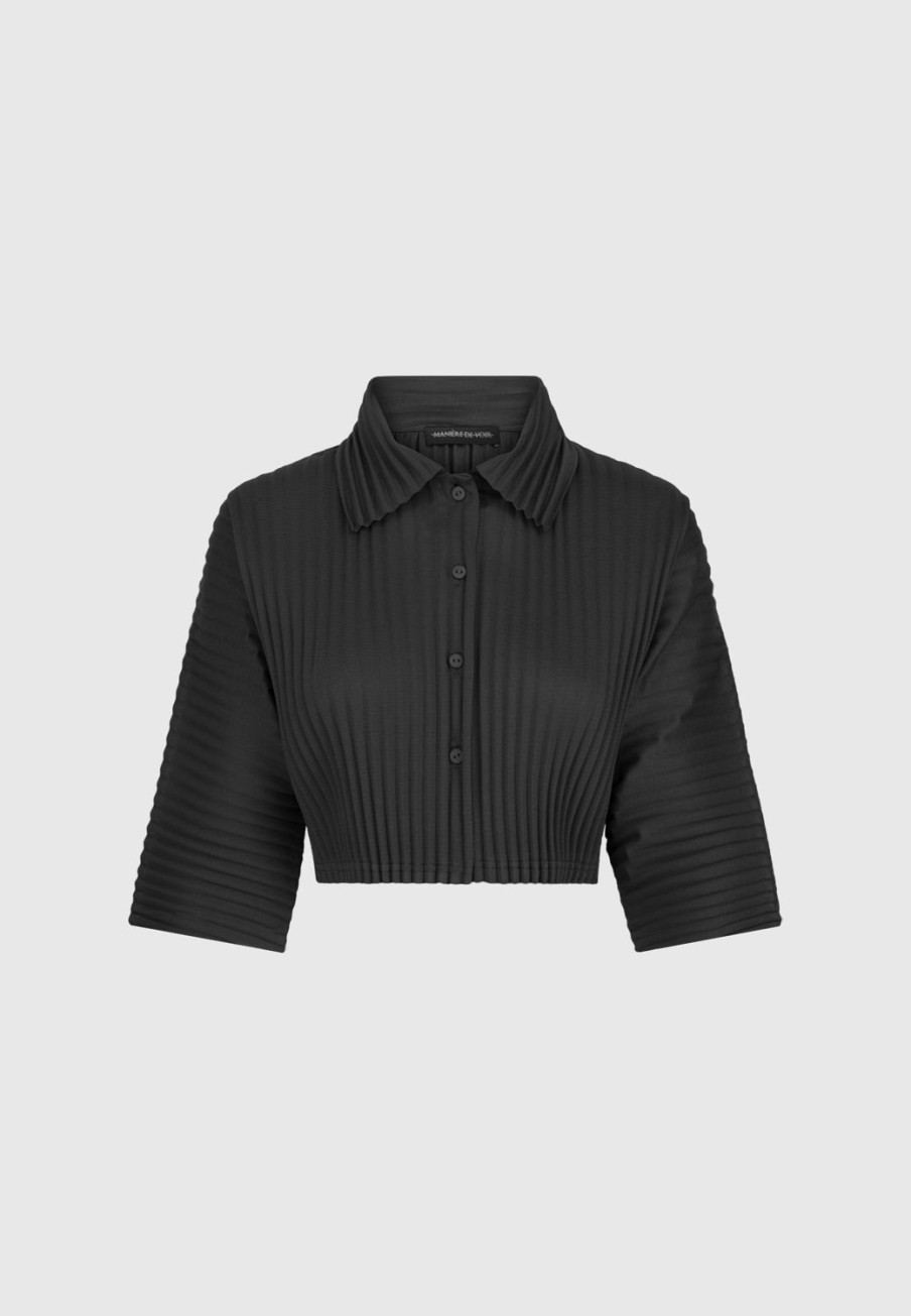 Maniere De Voir Pleated Cropped Shirt | Matching Sets