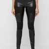 Maniere De Voir Vegan Leather & Suede Ribbed Legging | Leggings