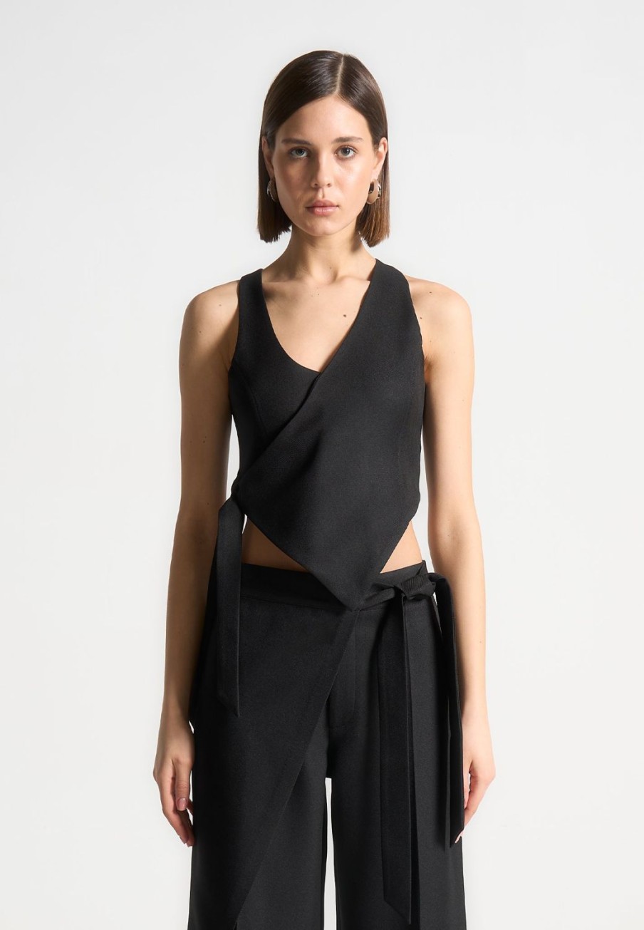 Maniere De Voir Asymmetric Tailored Waistcoat With Tie | Matching Sets