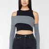 Maniere De Voir Crop Top With Knitted Overlay | Tops & T Shirts