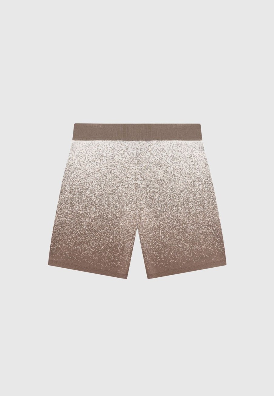 Maniere De Voir Ombre Knit Shorts - Taupe/White | Short Sets