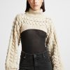 Maniere De Voir Turtleneck Cable Knit Arm Warmers | Knitwear