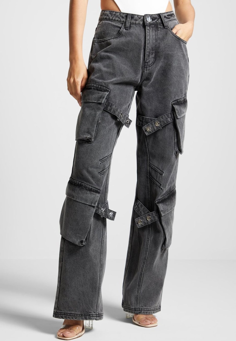 Maniere De Voir Strap Detail Cargo Jeans | Jeans