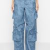 Maniere De Voir High Waisted Vintage Marble Leather Cargo Pants - Washed | Cargo Pants & Joggers