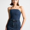 Maniere De Voir Denim Bandeau Corset Top | Matching Sets