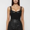 Maniere De Voir Twin Strap Ribbed Bodysuit | Bodysuits