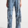 Maniere De Voir Denim Strap Cargo Jeans | Jeans