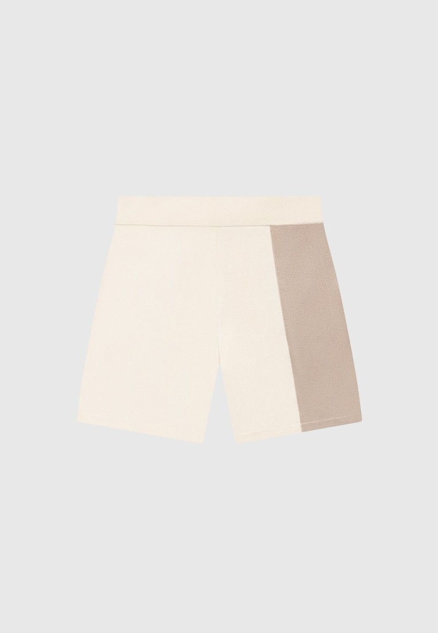 Maniere De Voir Colour Block Knit Shorts - Black/Beige | Knitwear