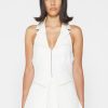 Maniere De Voir Open Back Waistcoat With Vegan Leather | Blazers & Waistcoats