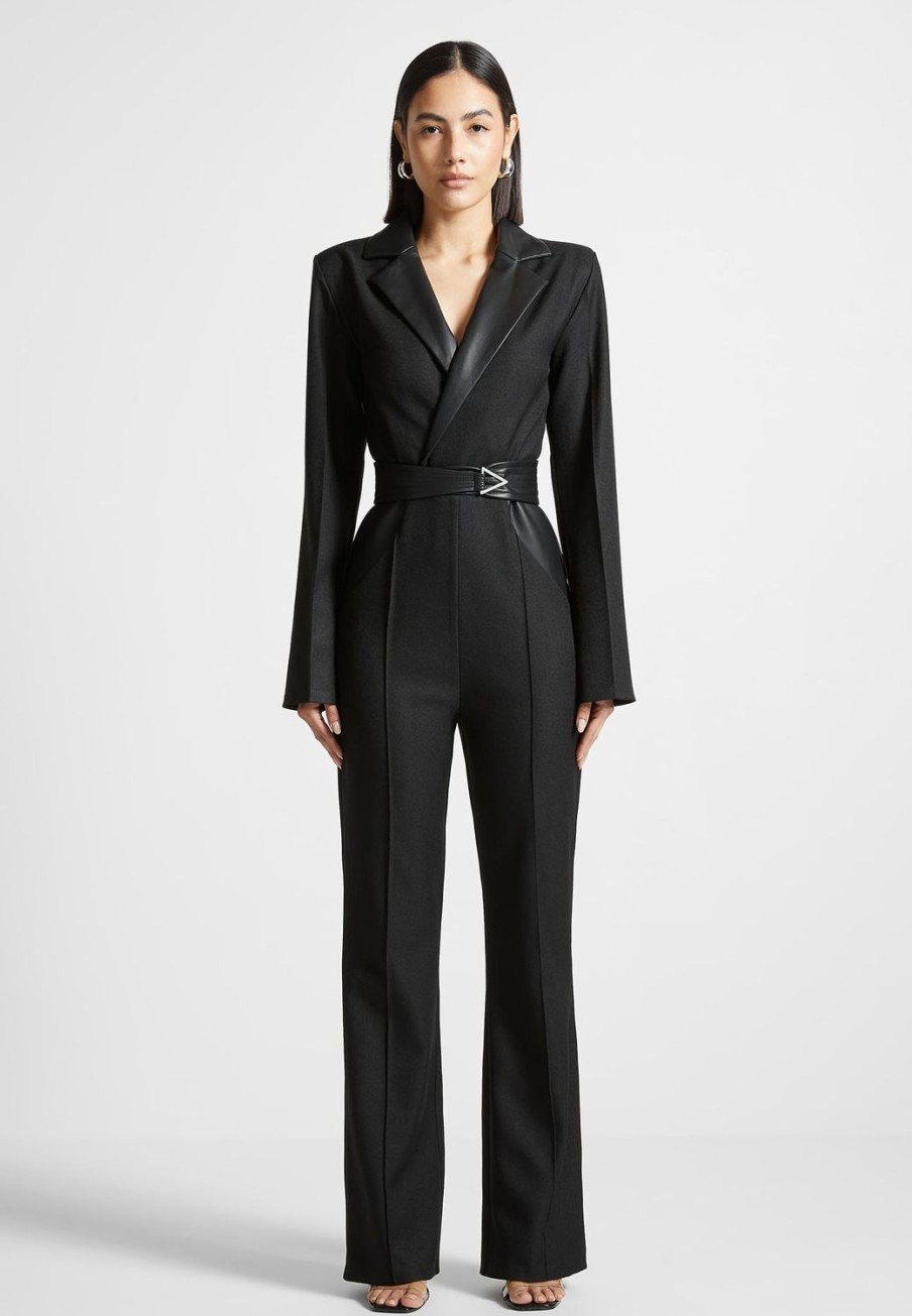 Maniere De Voir Tailored Fit And Flare Belted Jumpsuit | Jumpsuits & Playsuits