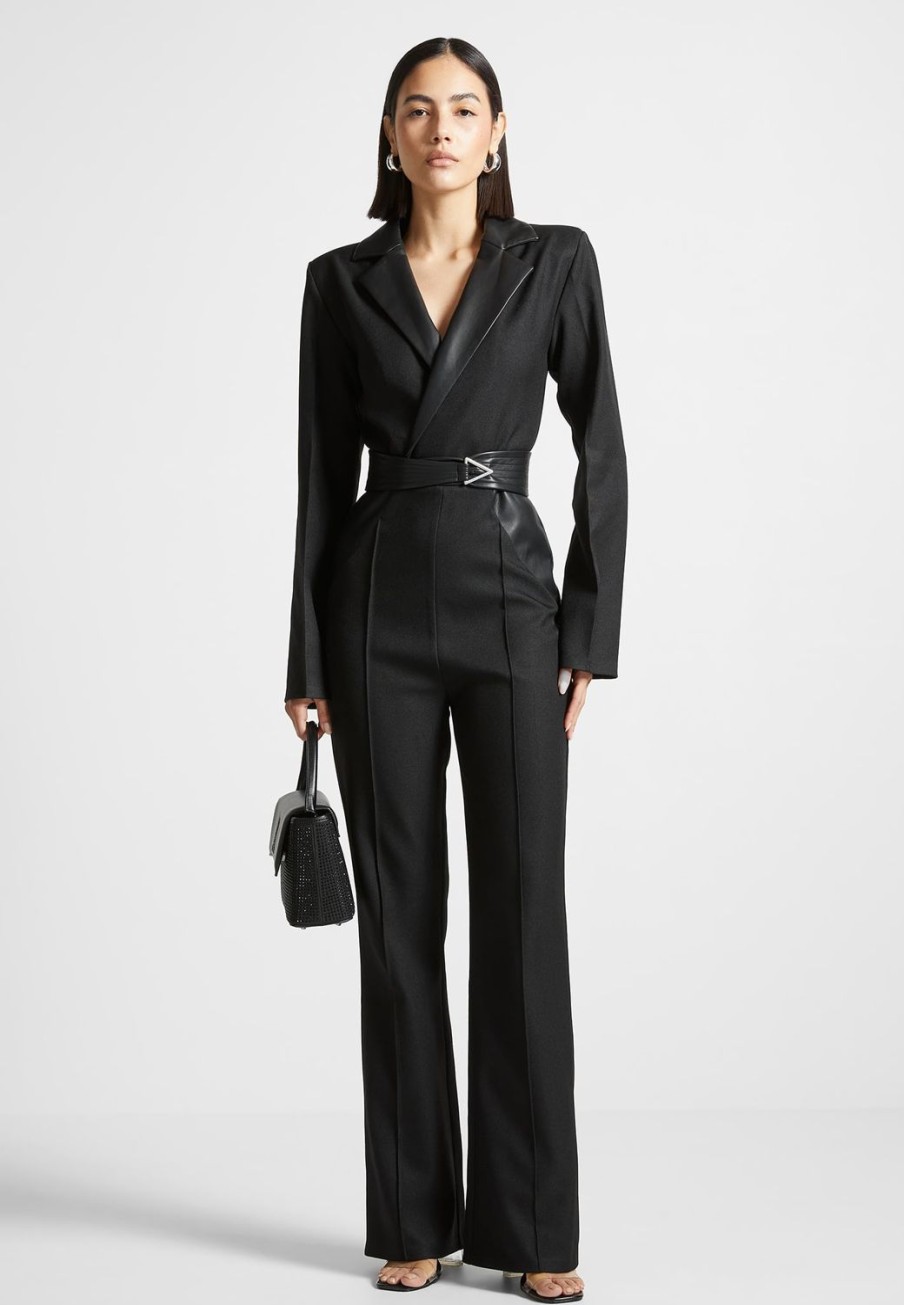 Maniere De Voir Tailored Fit And Flare Belted Jumpsuit | Jumpsuits & Playsuits