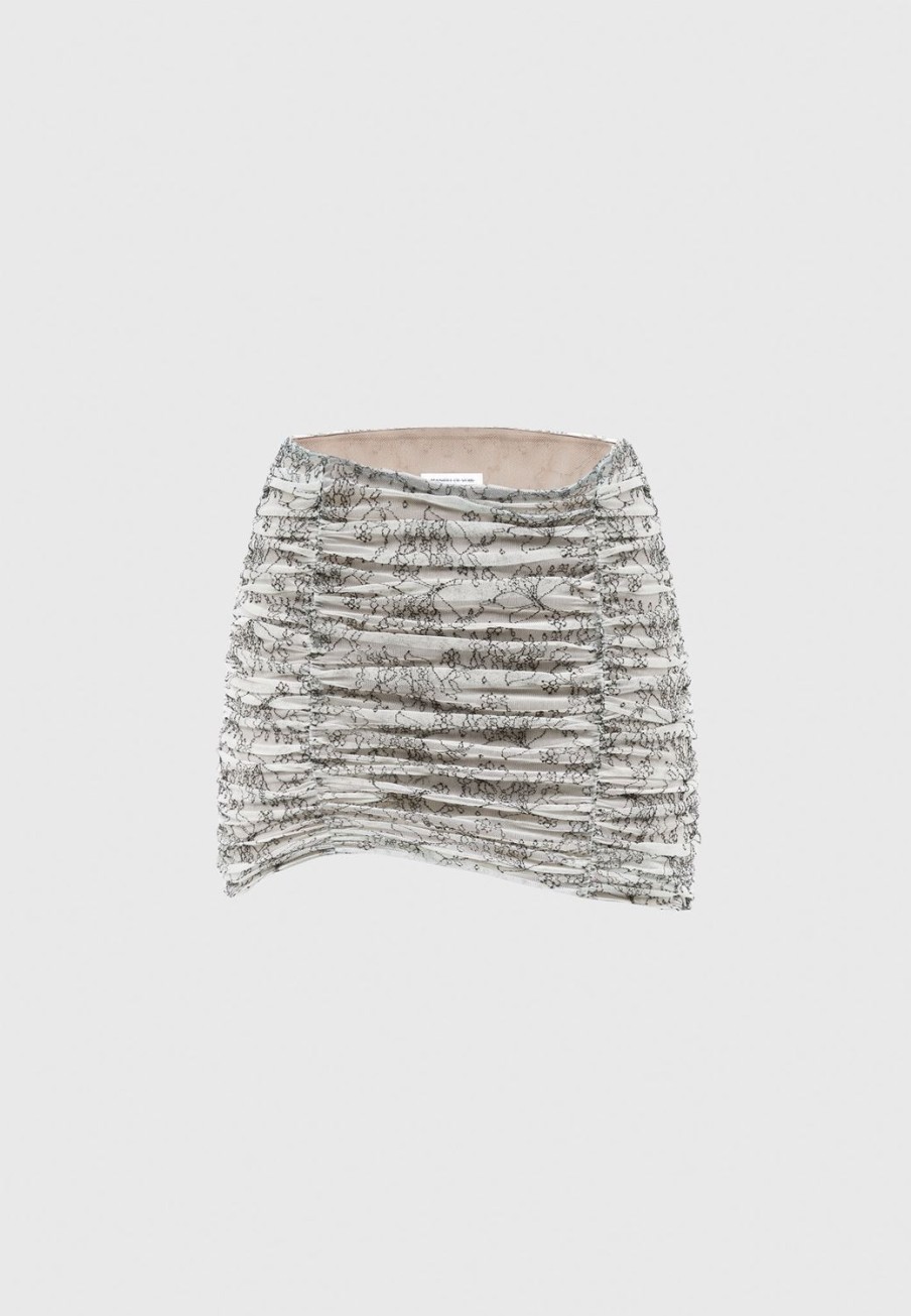 Maniere De Voir Ruched Lace Asymmetric Mini Skirt | Matching Sets