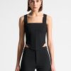 Maniere De Voir Square Neck Pinstripe Corset Top | Tops & T Shirts