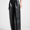 Maniere De Voir Vegan Leather Pleated Trousers With Eiffel Belt | Trousers