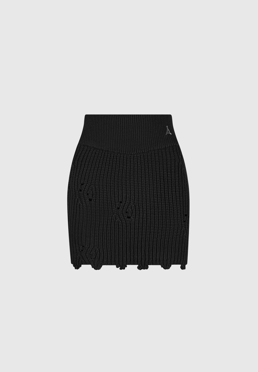 Maniere De Voir Distressed Knit Mini Skirt | Knitwear