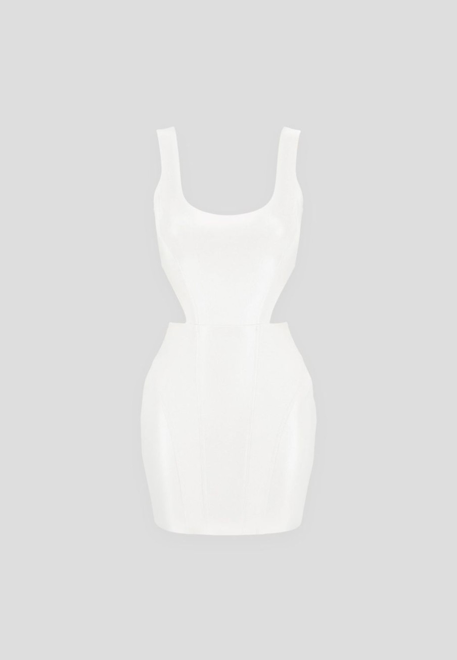 Maniere De Voir Vegan Leather Corset Mini Dress | Dresses