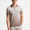 Maniere De Voir Ombre Knit Polo Top - Taupe/White | Knitwear