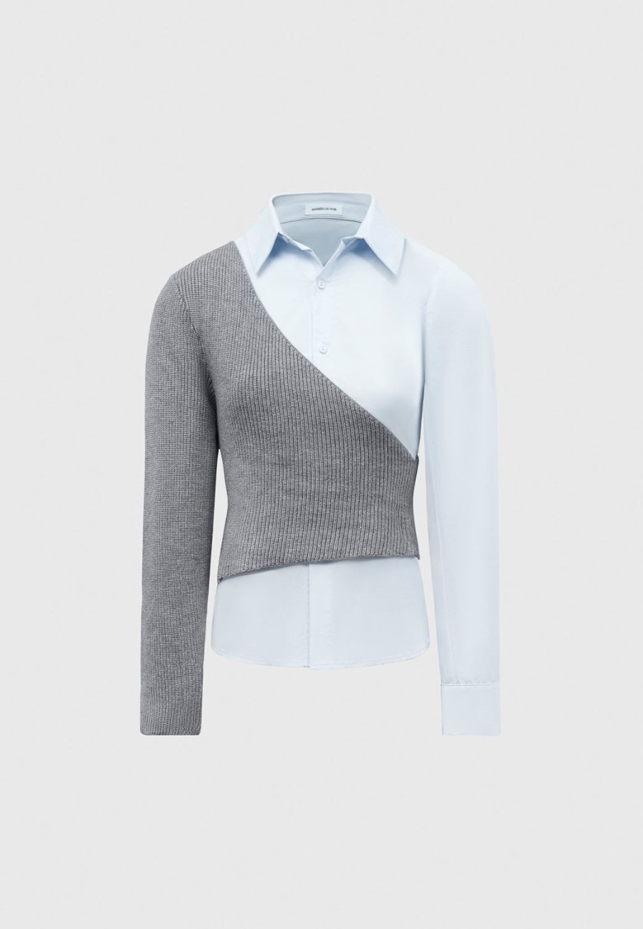 Maniere De Voir Asymmetric Knitted Overlay Shirt | Shirts