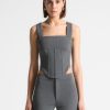 Maniere De Voir Square Neck Pinstripe Corset Top | Matching Sets