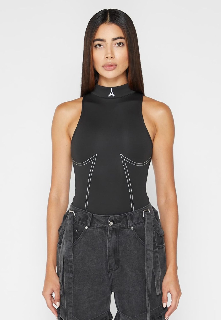 Maniere De Voir High Neck Racer Bodysuit | Bodysuits