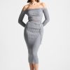 Maniere De Voir Ribbed Knit Midaxi Skirt With Chain Belt | Matching Sets