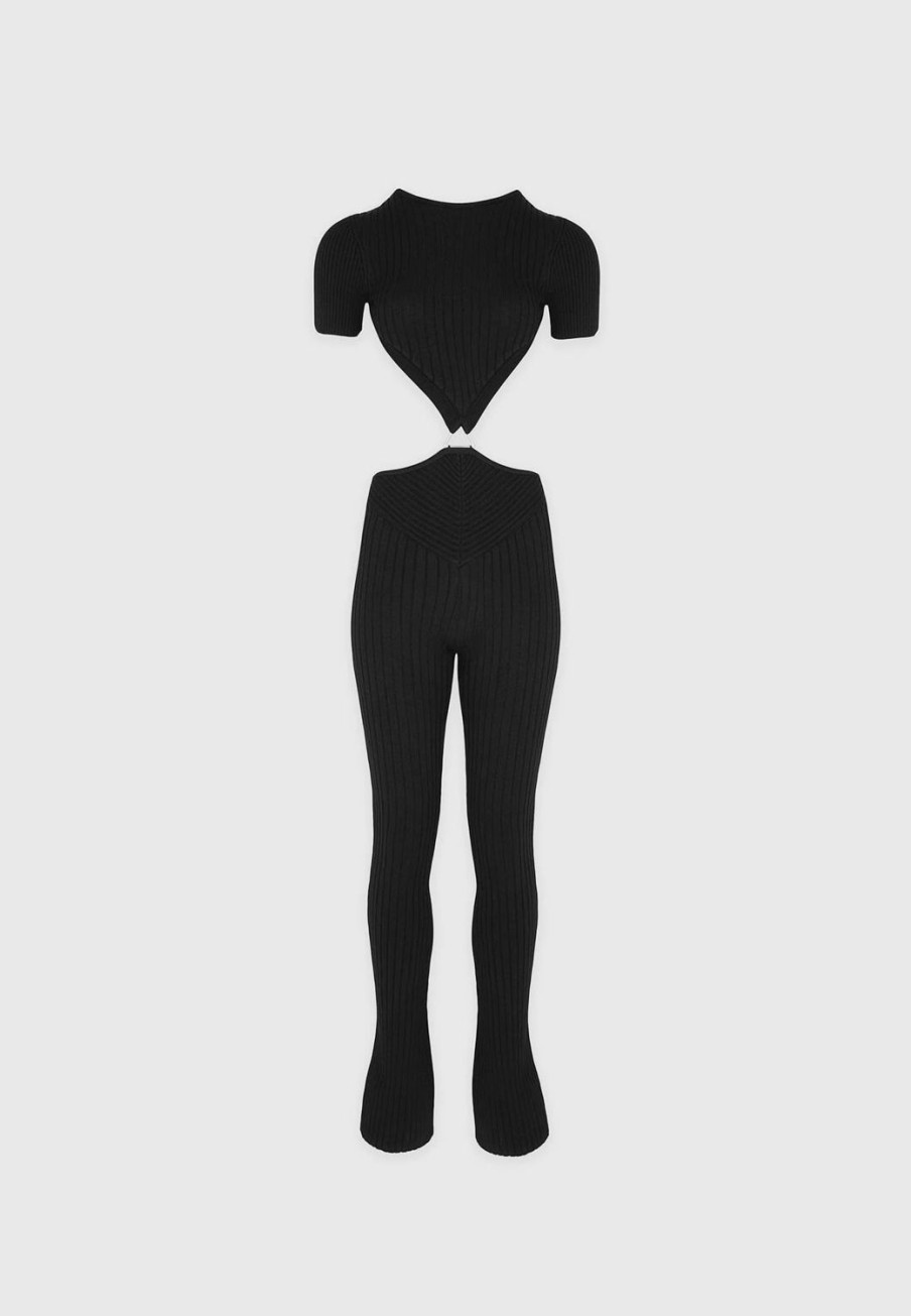 Maniere De Voir Knitted Backless Jumpsuit | Jumpsuits & Playsuits