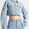 Maniere De Voir Cropped Boucle Denim Jacket | Jackets