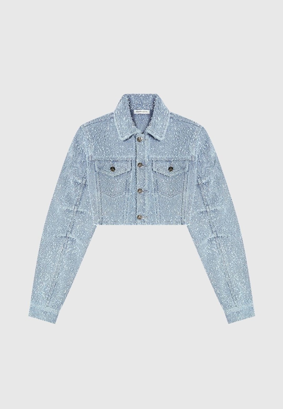 Maniere De Voir Cropped Boucle Denim Jacket | Jackets