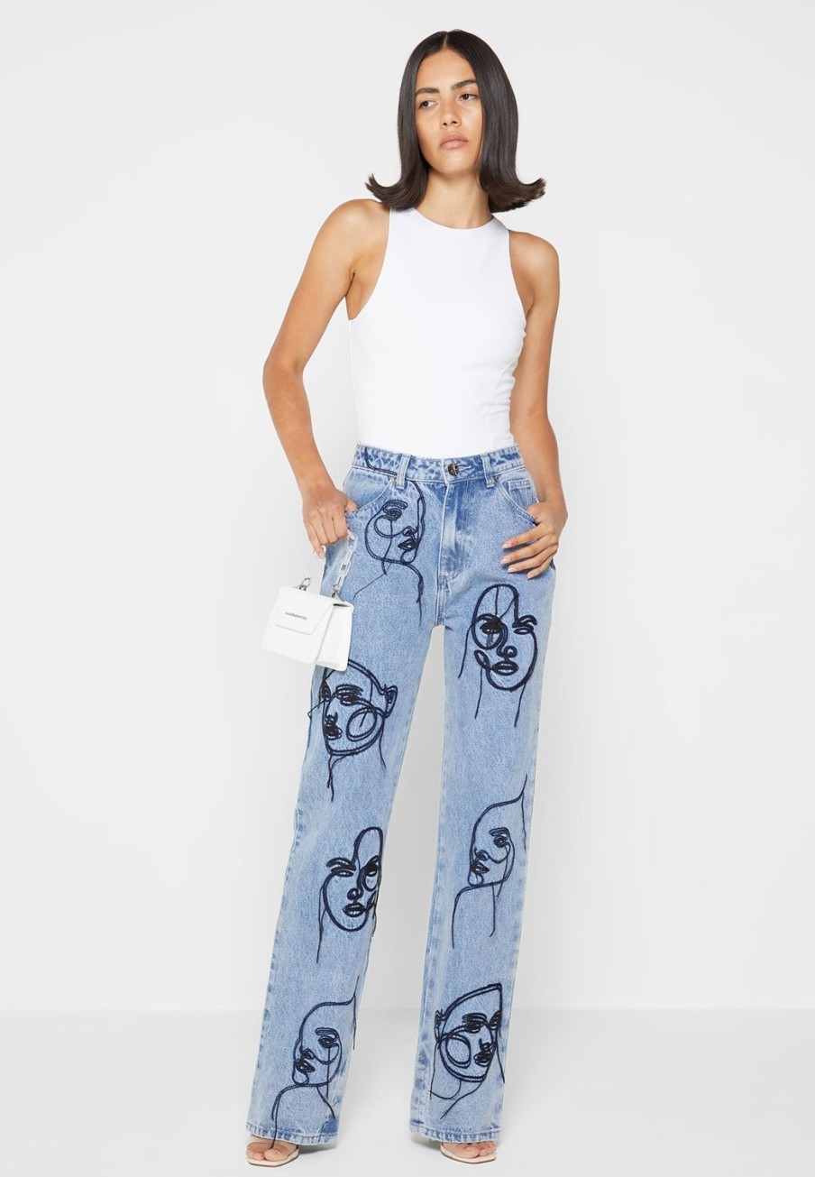 Maniere De Voir Line Art Boyfriend Jeans | Jeans