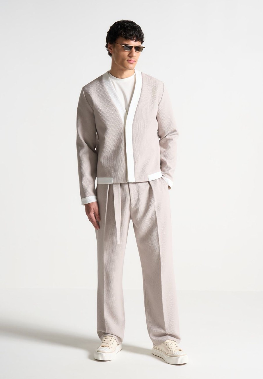 Maniere De Voir Textured Belted Tailored Trousers | Formal Trousers