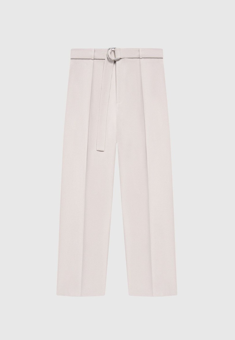 Maniere De Voir Textured Belted Tailored Trousers | Formal Trousers