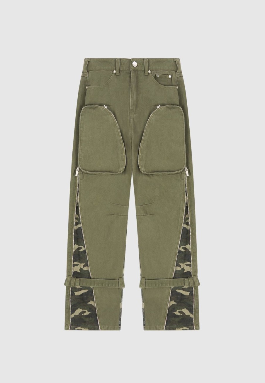 Maniere De Voir Zip Detail Denim Cargo Pants | Jeans