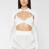 Maniere De Voir Knitted Sleeve Overlay With Bralette - White | Matching Sets