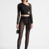 Maniere De Voir Ribbed Sheer Leggings With Tie | Leggings