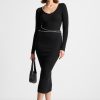 Maniere De Voir Ribbed Knit Midaxi Dress With Chain Belt | Knitwear