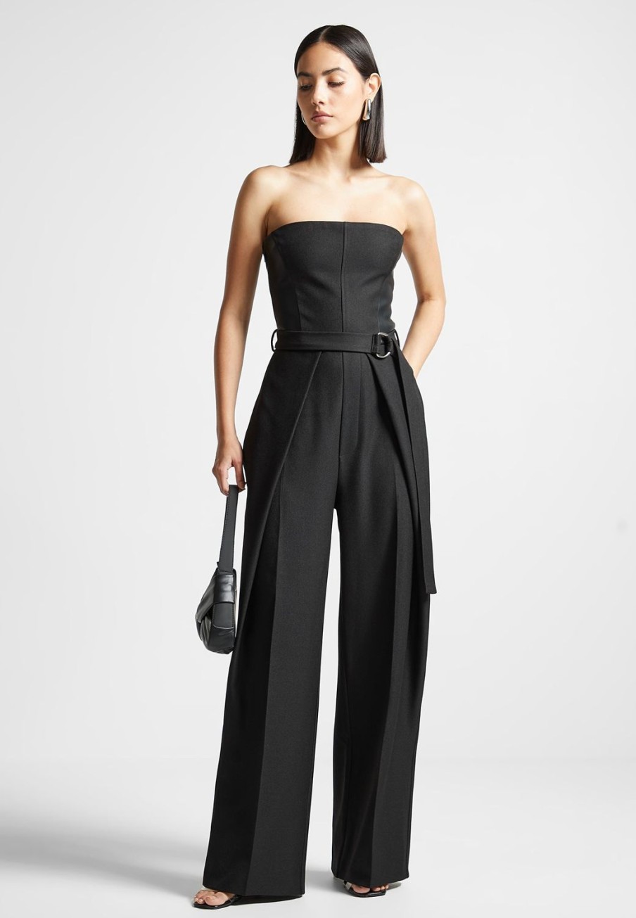 Maniere De Voir Tailored Pleat Jumpsuit With Belt | Jumpsuits & Playsuits