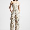 Maniere De Voir Floral Jacquard High Waisted Cargo Pants | Matching Sets