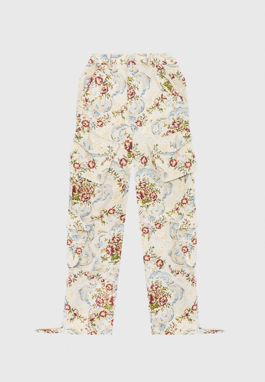 Maniere De Voir Floral Jacquard High Waisted Cargo Pants | Matching Sets