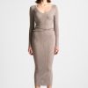 Maniere De Voir Ribbed Knit Midaxi Dress With Chain Belt | Knitwear