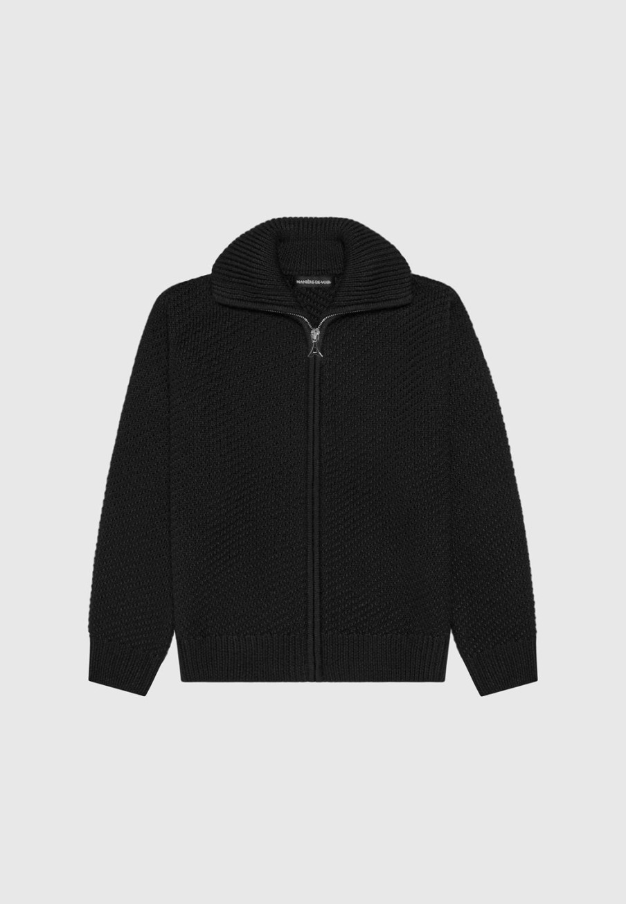 Maniere De Voir Diagonal Knit Cardigan | Knitwear