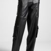 Maniere De Voir Elasticated Waist Vegan Leather Cargo Trousers | Cargo Pants & Joggers