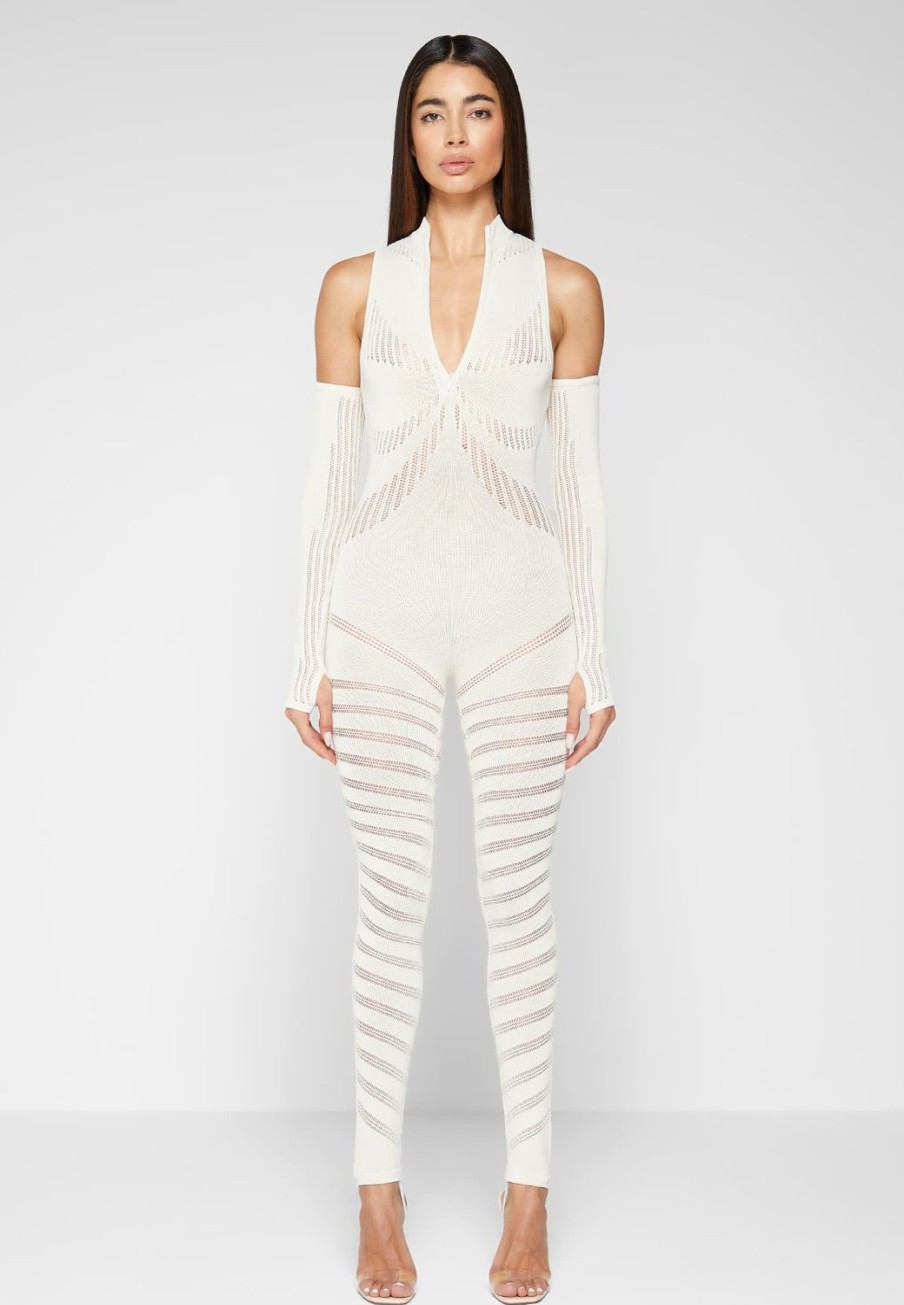 Maniere De Voir Knitted Contour Jumpsuit With Sleeves | Jumpsuits & Playsuits