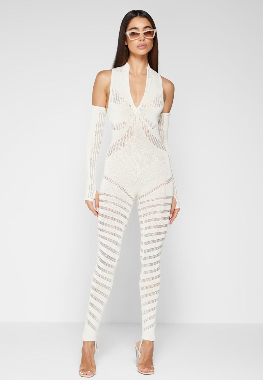 Maniere De Voir Knitted Contour Jumpsuit With Sleeves | Jumpsuits & Playsuits