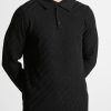 Maniere De Voir Cotton Blend Waffle Knit Long Sleeve Polo Top | Knitwear