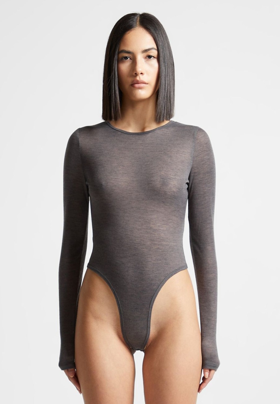 Maniere De Voir Eternelle Sheer Long Sleeve Bodysuit | Bodysuits