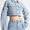 Maniere De Voir Cropped Boucle Denim Jacket | Matching Sets