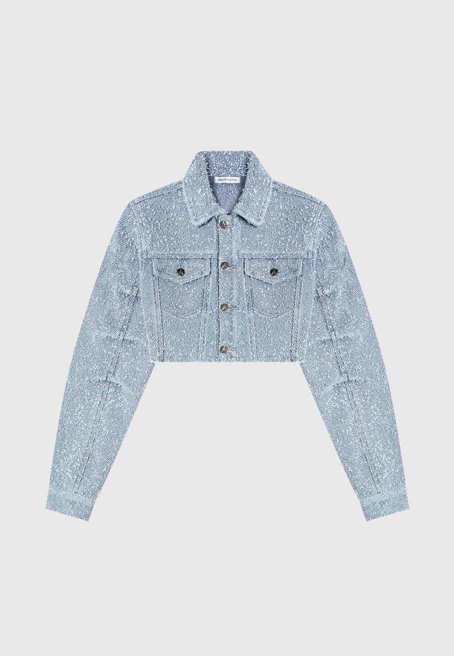 Maniere De Voir Cropped Boucle Denim Jacket | Matching Sets