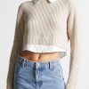 Maniere De Voir Knitted Jumper With Shirt Detail | Jumpers & Hoodies