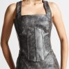 Maniere De Voir Vintage Vegan Leather Corset Top | Matching Sets