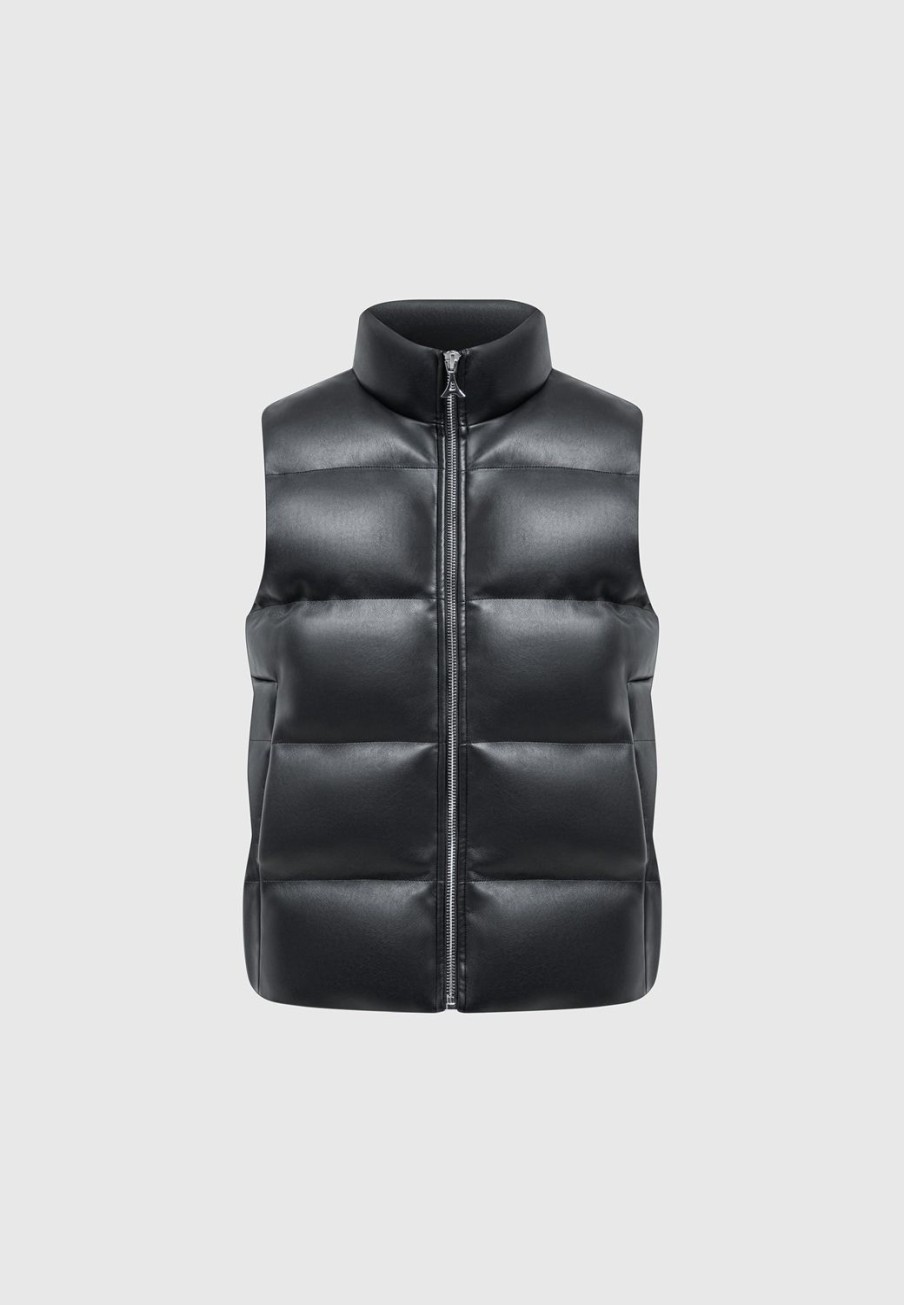 Maniere De Voir Vegan Leather Puffer Gilet | Jackets